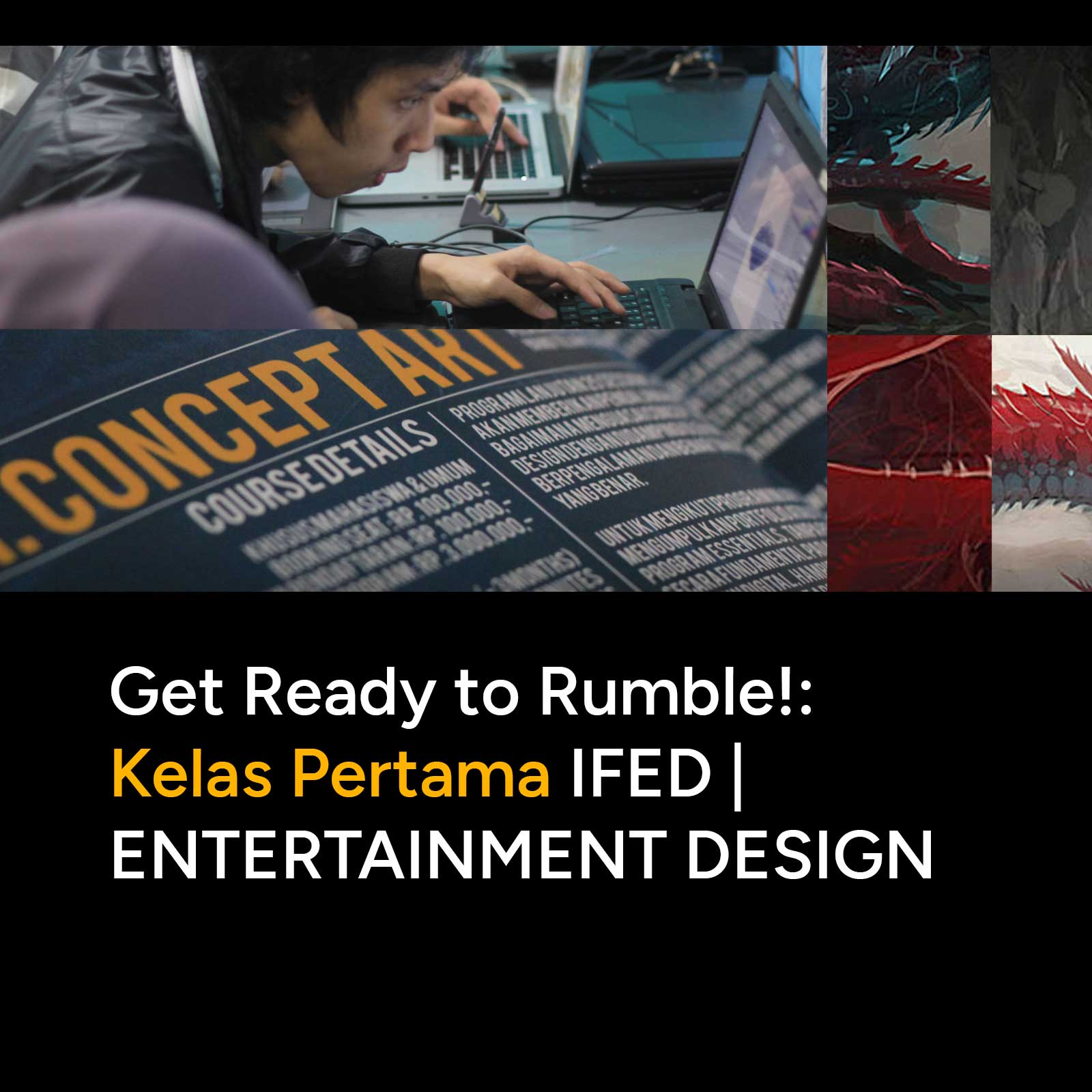 Kelas Pertama IFED | ENTERTAINMENT DESIGN dimulai 13 - 9 - 13. Dengan antusiasme yang tinggi dari artist peserta program yang tertarik mendalami concept art, kelas ini menjadi babak baru bagi Carrot Academy untuk mengadakan kelas level advance setelah kelas sebelumnya yaitu IF/Essential.