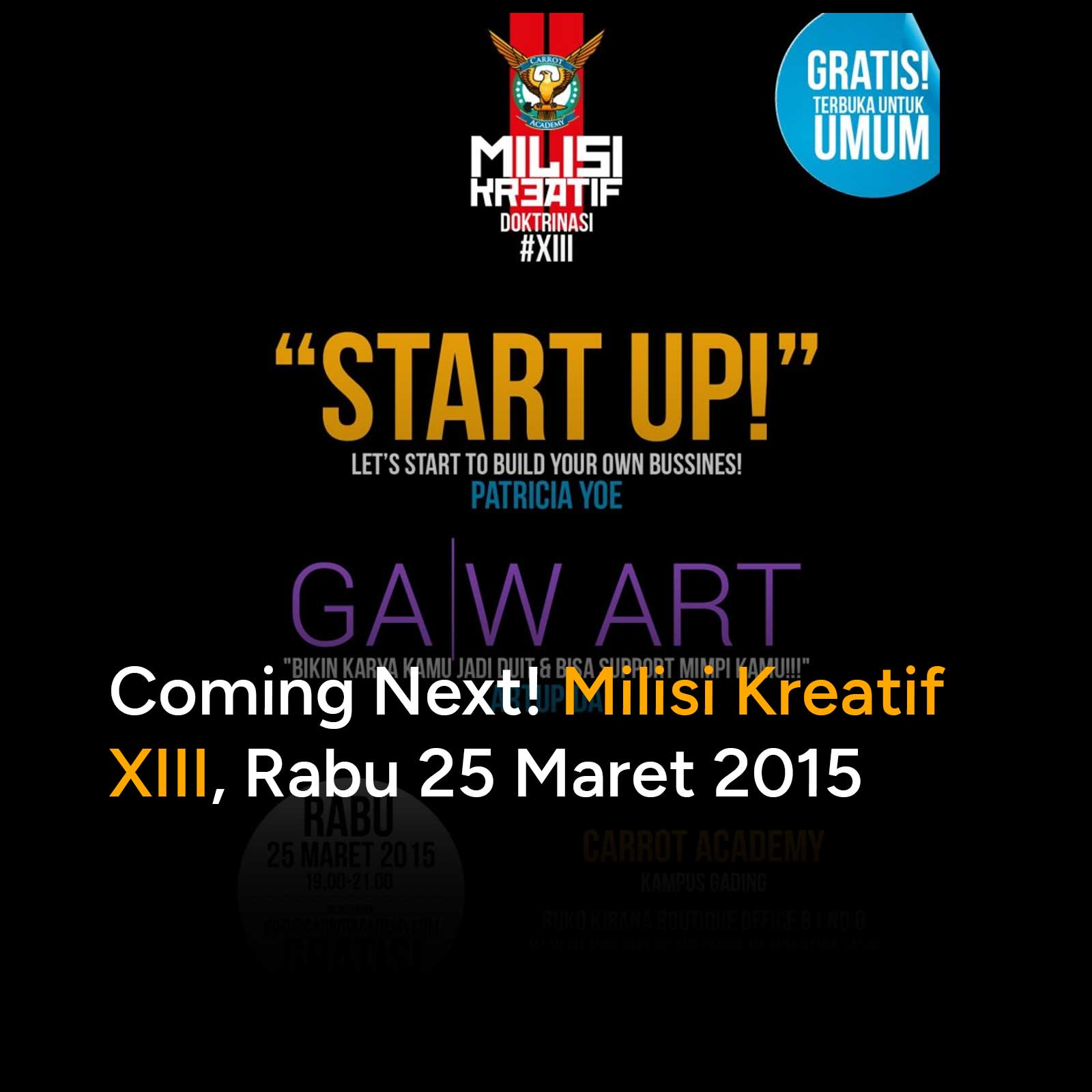 Coming Next! Milisi Kreatif XIII, Rabu 25 Maret 2015