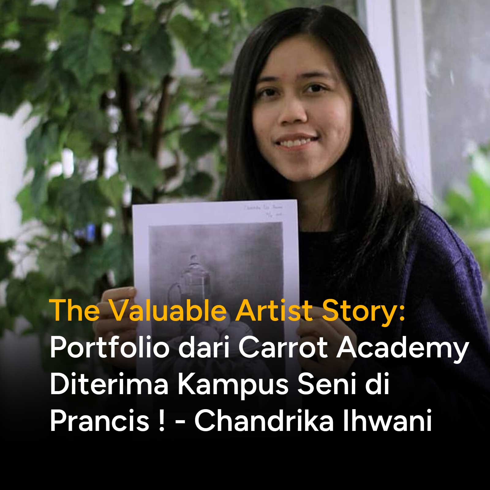 Kesan belajar di Carrot Academy, materinya sebenarnya pas pertama kali dikasih kelihatannya susah banget dan saya kadang ragu saya ini nyampe nggak kemampuan saya untuk menyelesaikan gambar ini, tapi dengan adanya mentor dan proses pembelajaran yang diberikan ternyata tuh bisa selesai tanpa merasa bahwa ini sulit.