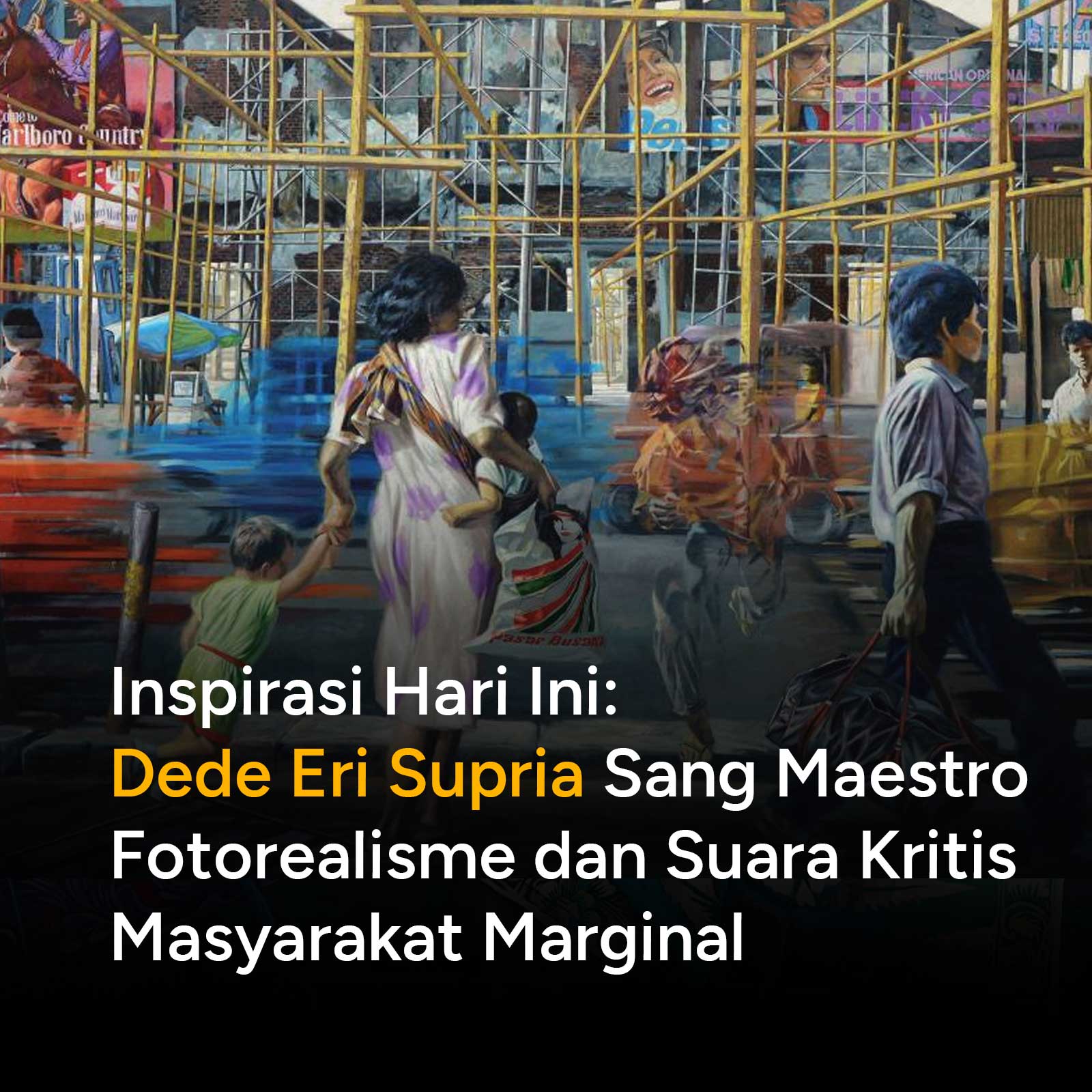 Mengenal Dede Eri Supria, maestro fotorealisme Indonesia yang tajam memotret kritik sosial dan labirin kota. Simak perjalanan karier hingga karya-karyanya yang diburu kolektor dunia.